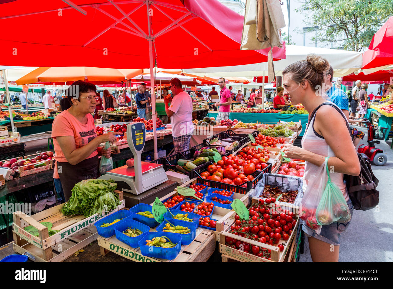 Vegetables on sale in open air market, Ljubljana, Slovenia Stock Photo