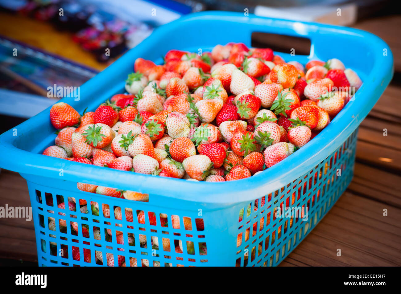 Strawberries in a basket on the garden farm Stock Photo - Alamy