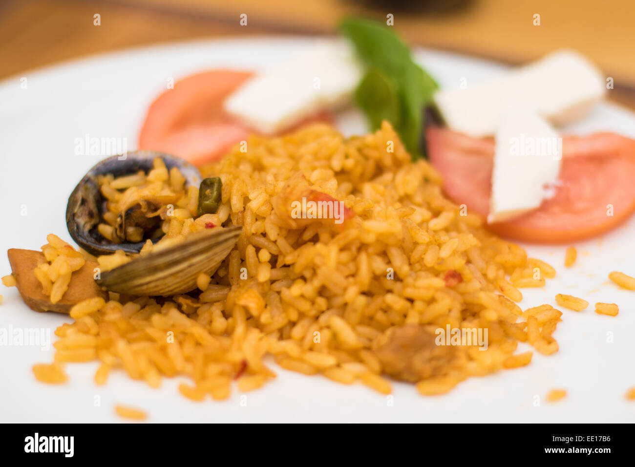 Homemade spanish paella rice original recipe with seafood Stock Photo