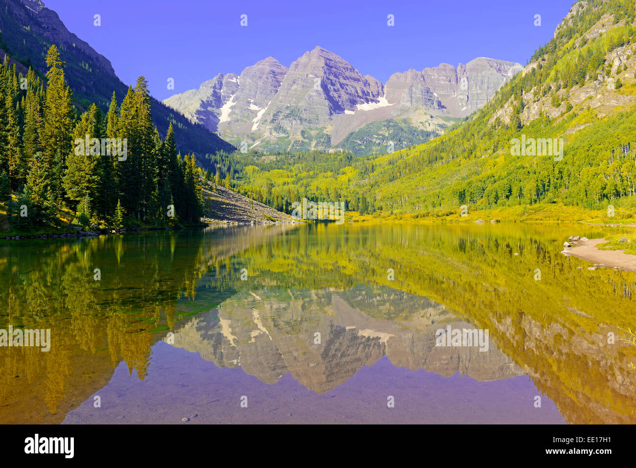 Maroon Bells, Elk Range, Rocky Mountains, Colorado Stock Photo Alamy