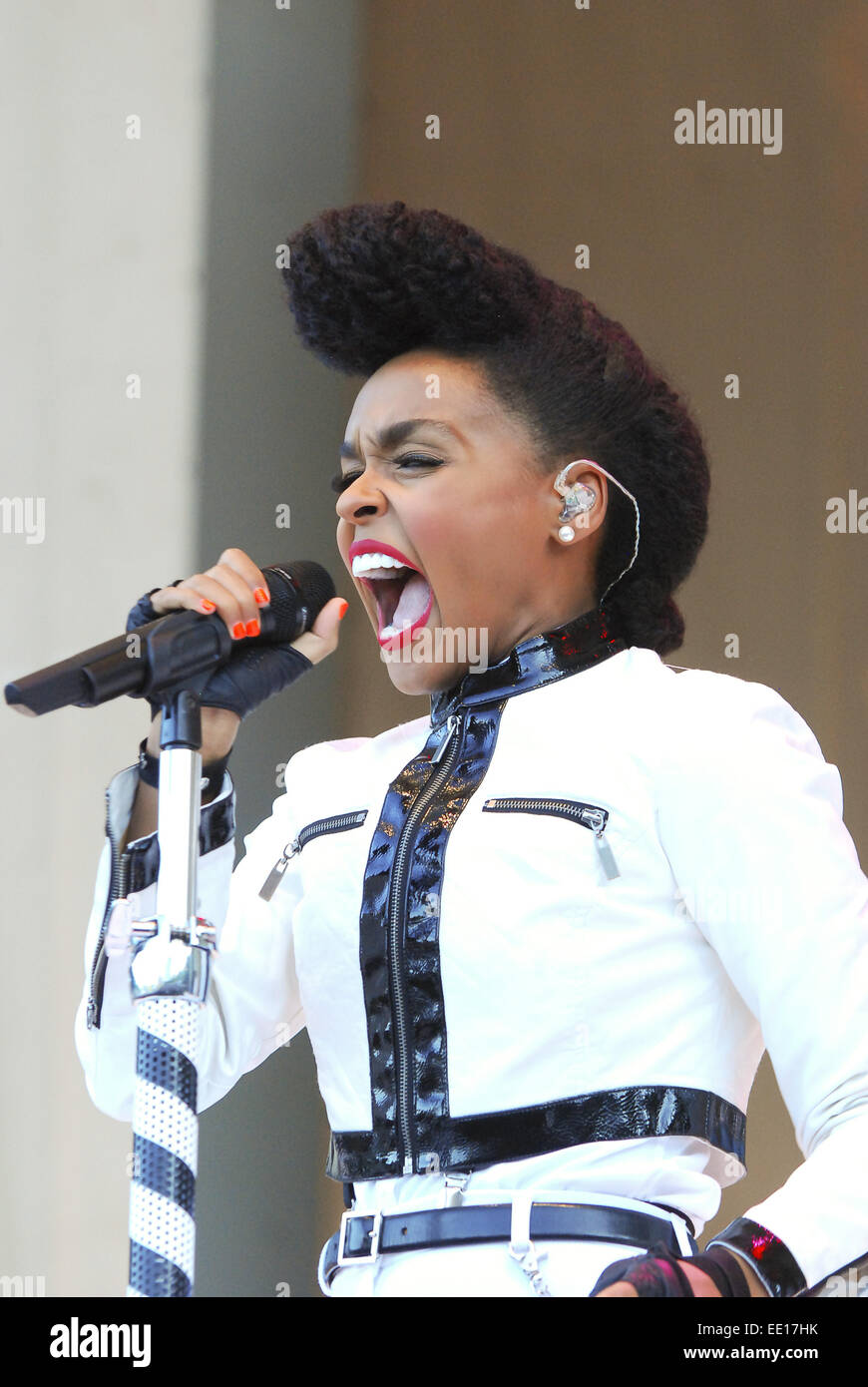 Janelle Monáe headlines day 2 of the Taste of Chicago 2014 at the Petrillo Music Shell at Chicago's Grant Park on Thursday, July 10, 2014  Featuring: Janelle Monae Where: Chicago, Illinois, United States When: 11 Jul 2014 Stock Photo