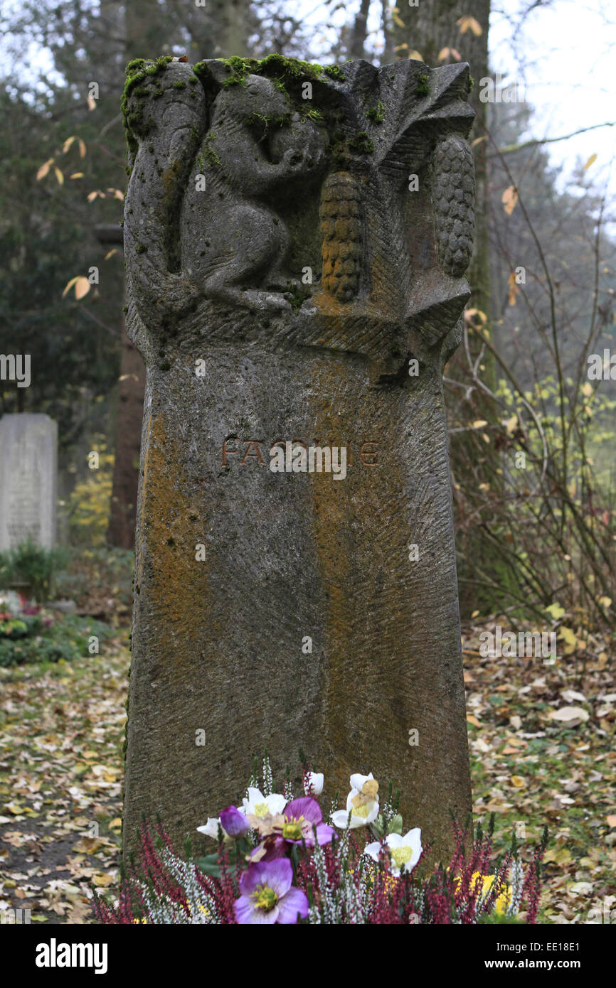 Geschmuecktes Grab auf einem Friedhof an Allerheiligen Stock Photo