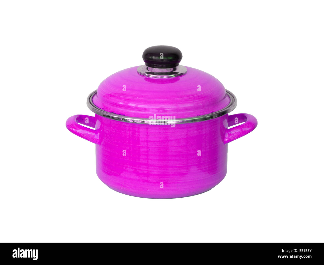 Old pink metal cooking pot isolated on white Stock Photo - Alamy