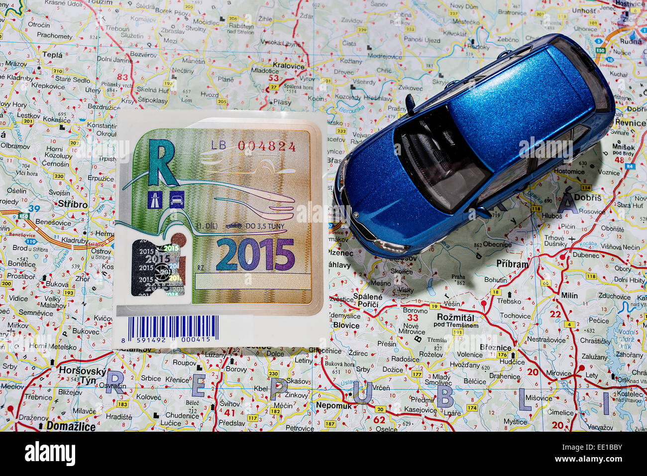 Toll sticker 2015 for Czech highways Stock Photo - Alamy