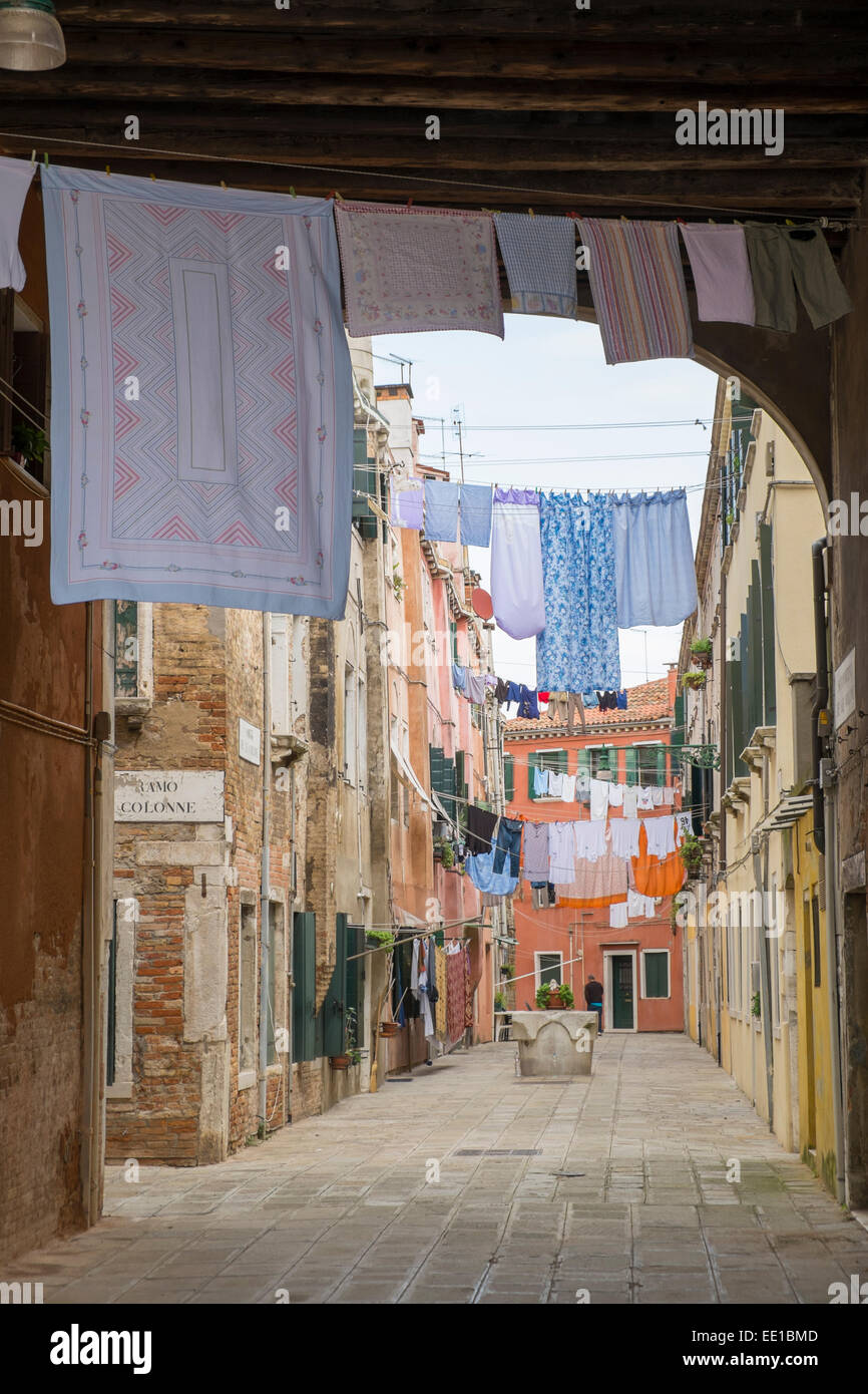 Alleyway, Castello district, Venice, Veneto Region, Italy Stock Photo