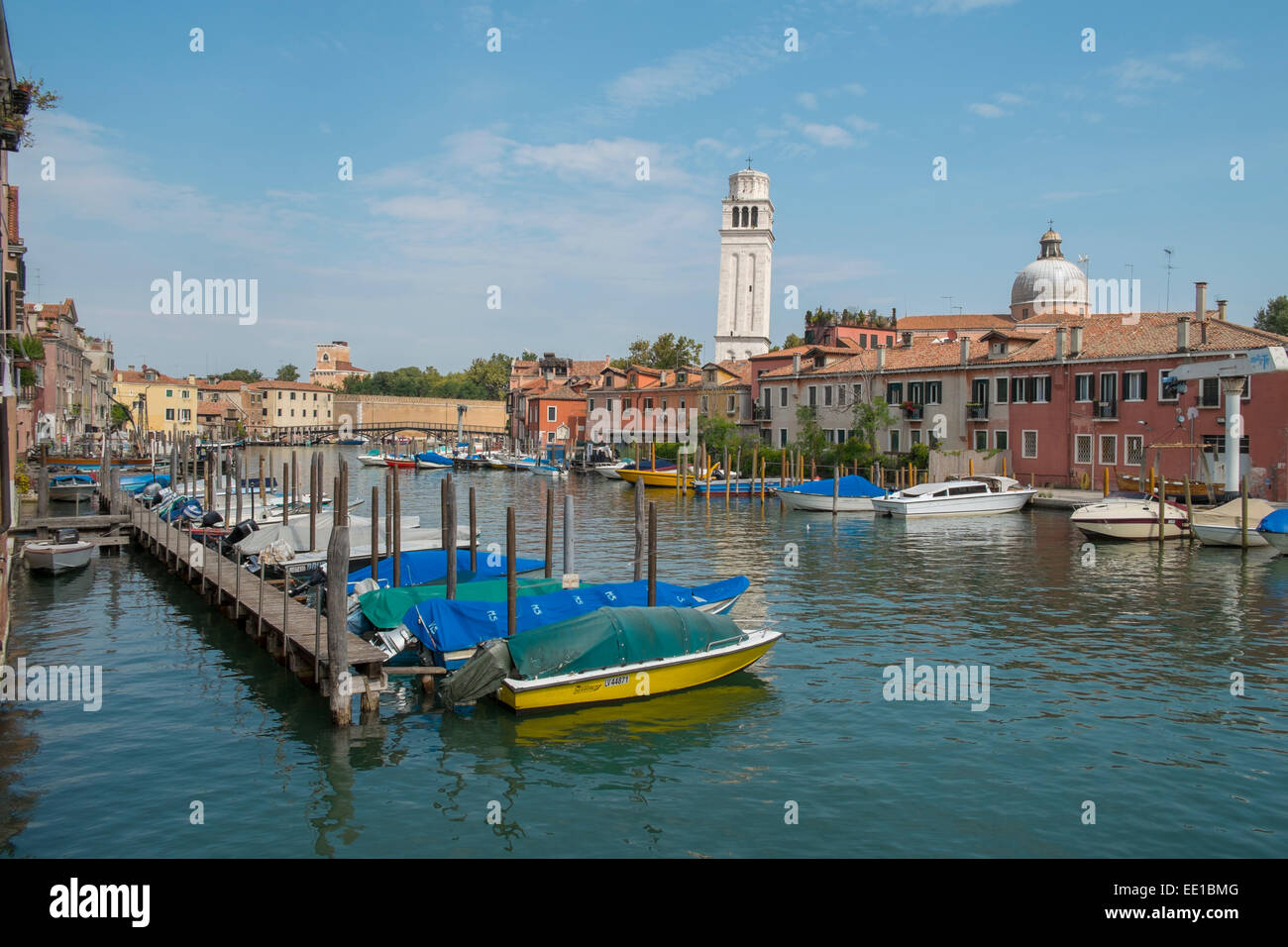 Canal and church of San Pietro, Castello district, Venice, Veneto Region, Italy Stock Photo