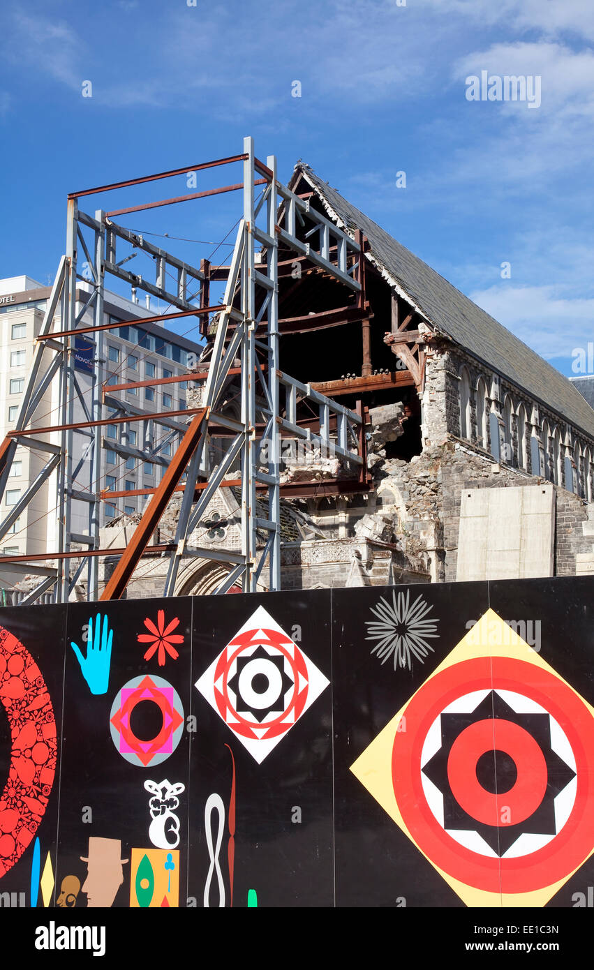 Earthquake-damaged Christchurch Cathedral, Christchurch, New Zealand Stock Photo