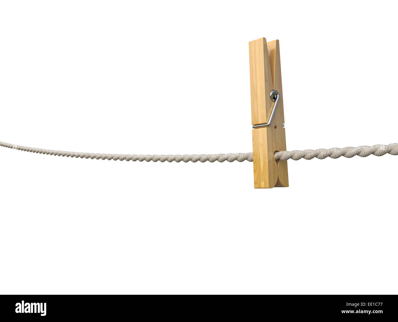 3d render of clothespin on rope isolated on white background Stock Photo Alamy