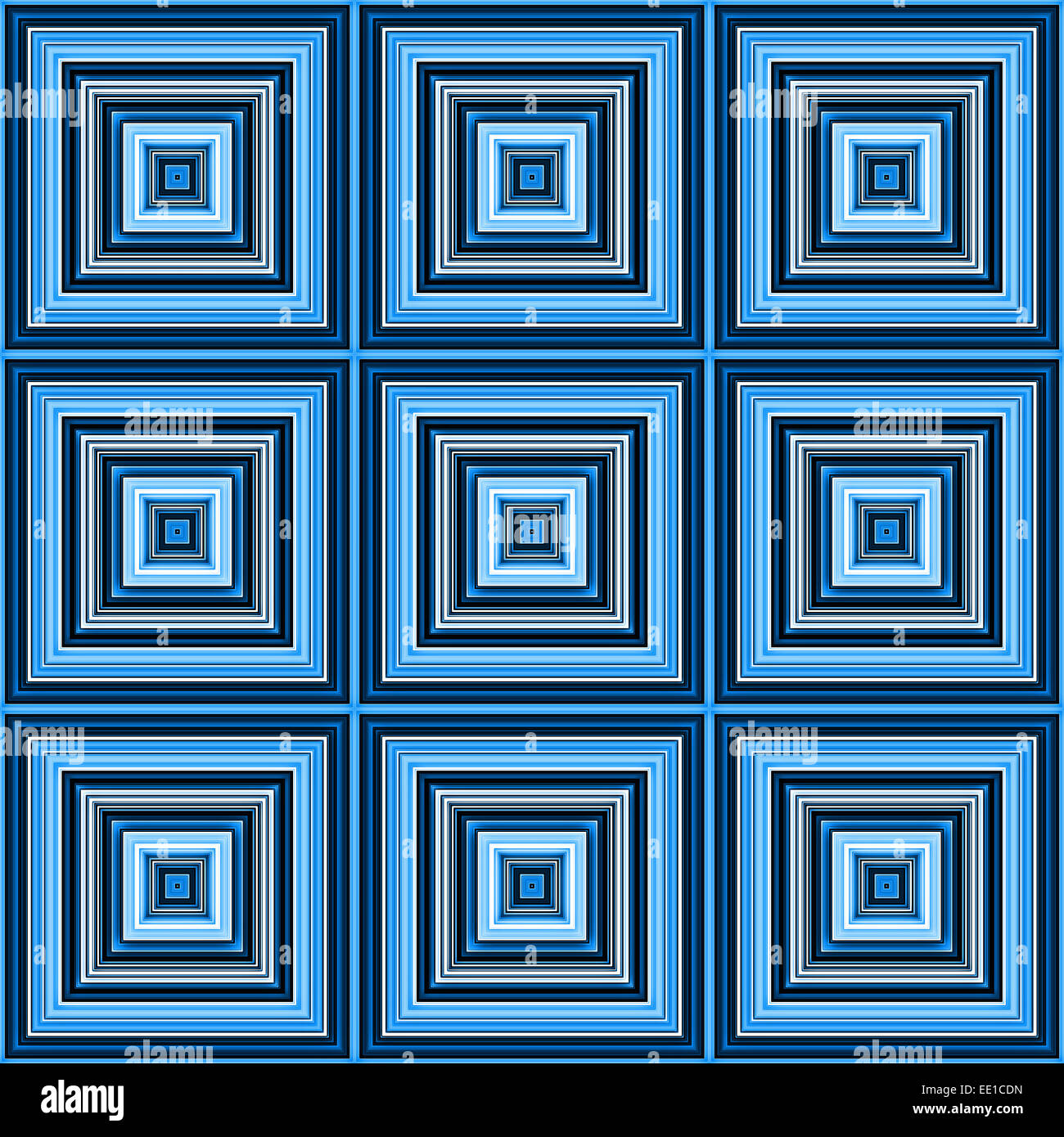 Blue colour square tiles seamless illustration. Stock Photo