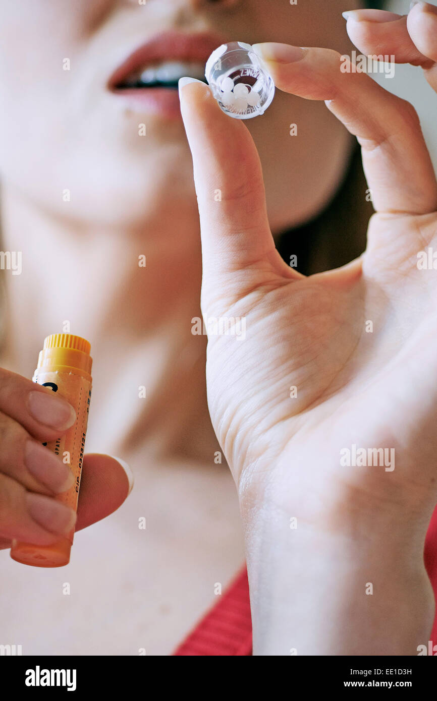 HOMEOPATHY, WOMAN Stock Photo