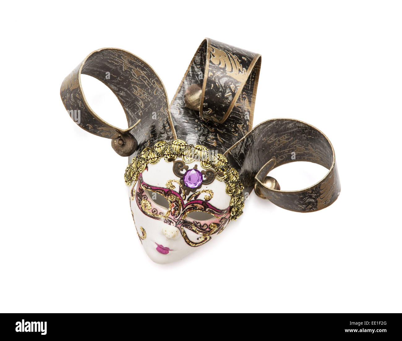 Beautiful masquerade carnival mask on a white background. Stock Photo