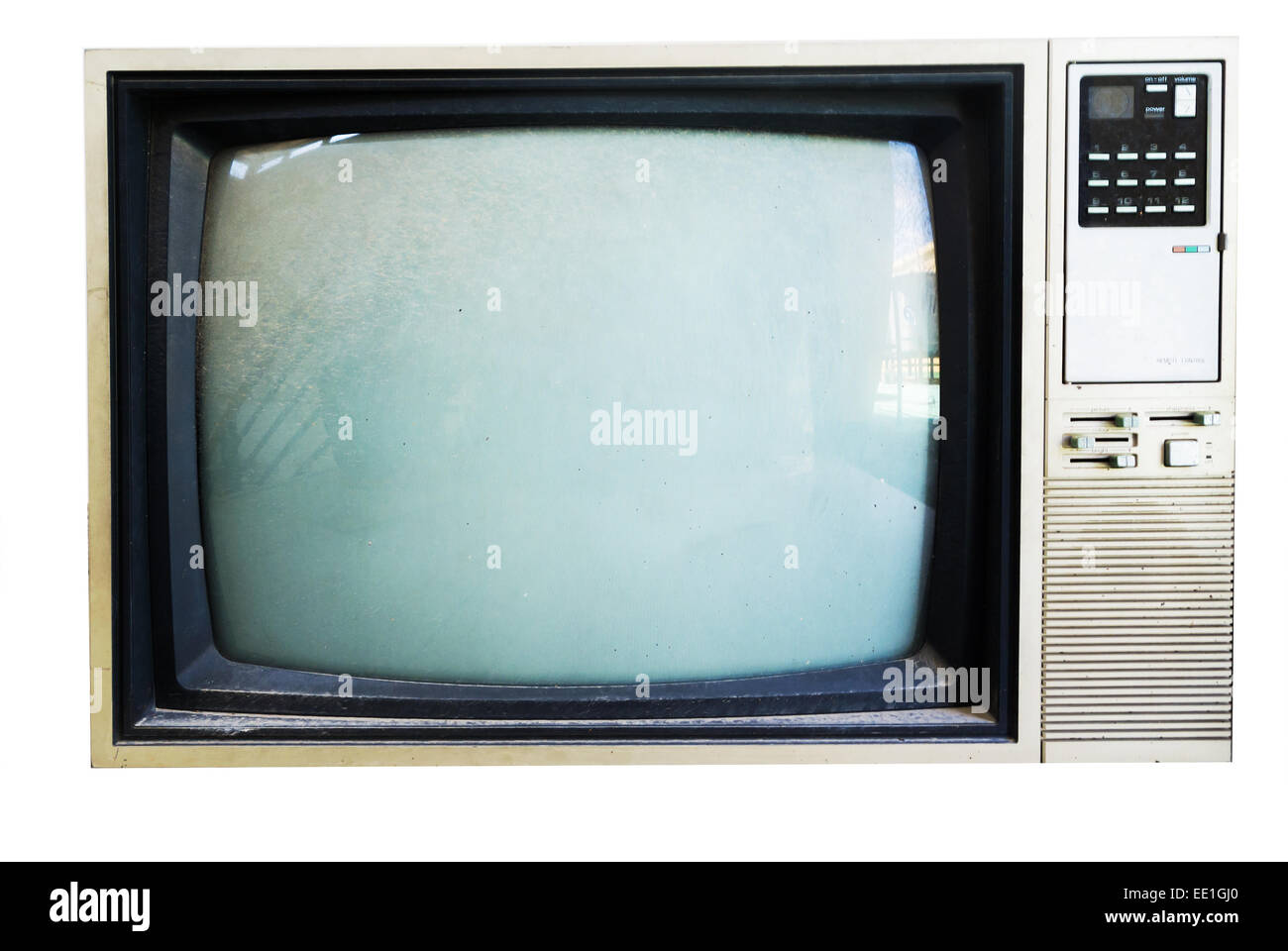 An Vintage TV with direct light . Stock Photo