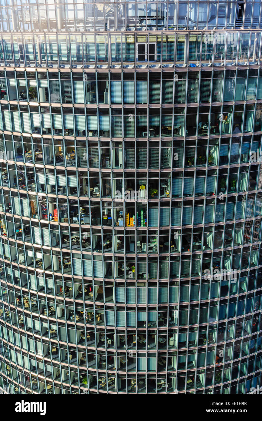 Elevated view, Sony Center Deutsche Bahn offices, from Panoramapunkt, Kollhoff Building, Potsdamer Platz, Berlin, Germany Stock Photo