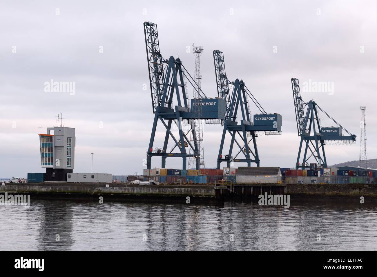 Clydeport cranes at the terminal in Greenock, Scotland, UK Stock Photo