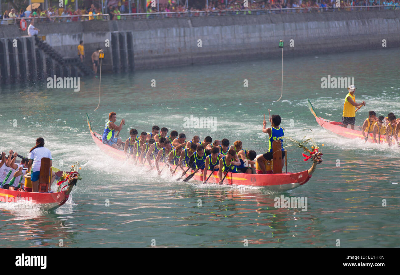 Dragon boat race, Shau Kei Wan, Hong Kong Island, Hong Kong, China, Asia Stock Photo