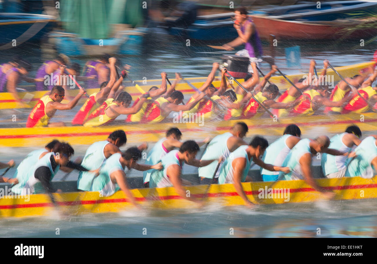 Dragon boat race, Shau Kei Wan, Hong Kong Island, Hong Kong, China, Asia Stock Photo