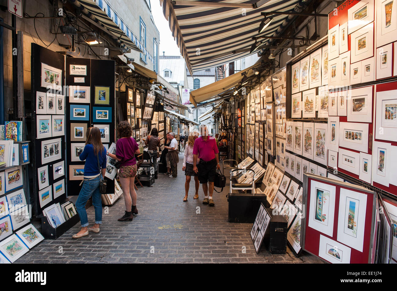 Art galleries in the old town of Quebec City, Quebec, Canada, North