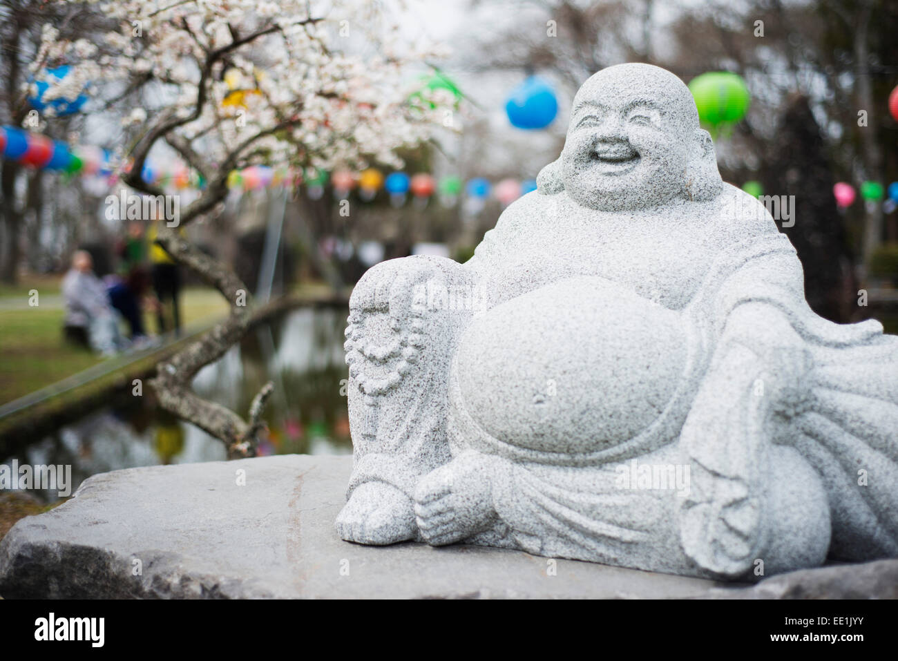 Statue, Gwaneumsa Buddhist Temple, Jeju Island, South Korea, Asia Stock Photo