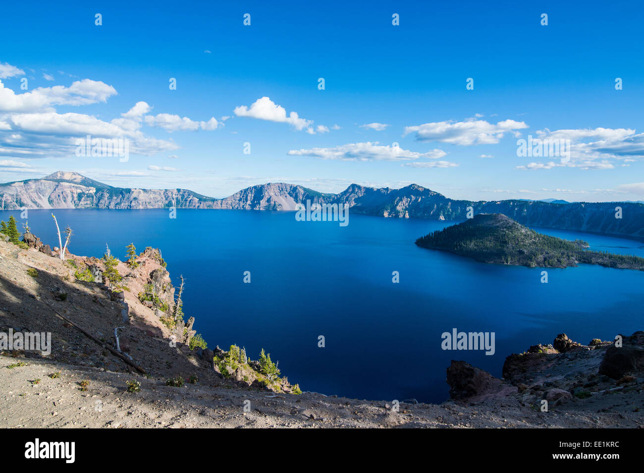 Late afternoon light on the Crater Lake of the Crater Lake National Park, Oregon, United States of America, North America Stock Photo