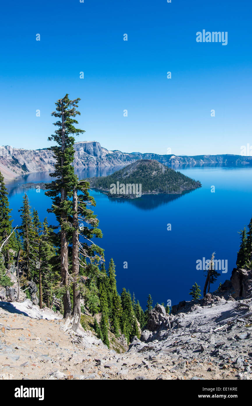 The huge caldera of the Crater Lake National Park, Oregon, United States of America, North America Stock Photo