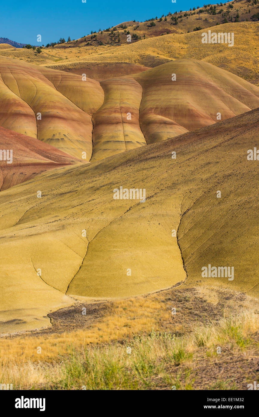 The colourful hills of the Painted Hills unit in the John Day Fossil Beds National Monument, Oregon, United States of America Stock Photo