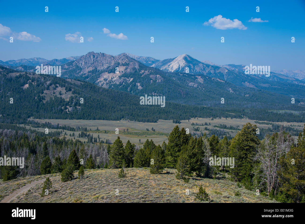 View over the Sawtooth National Forest north of Sun Valley, Idaho, United States of America, North America Stock Photo