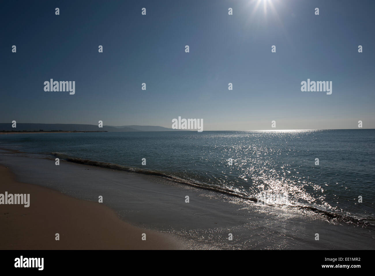 View of sea and beach at Brena y Marisma, Barbate, Andalucia, Spain. Stock Photo