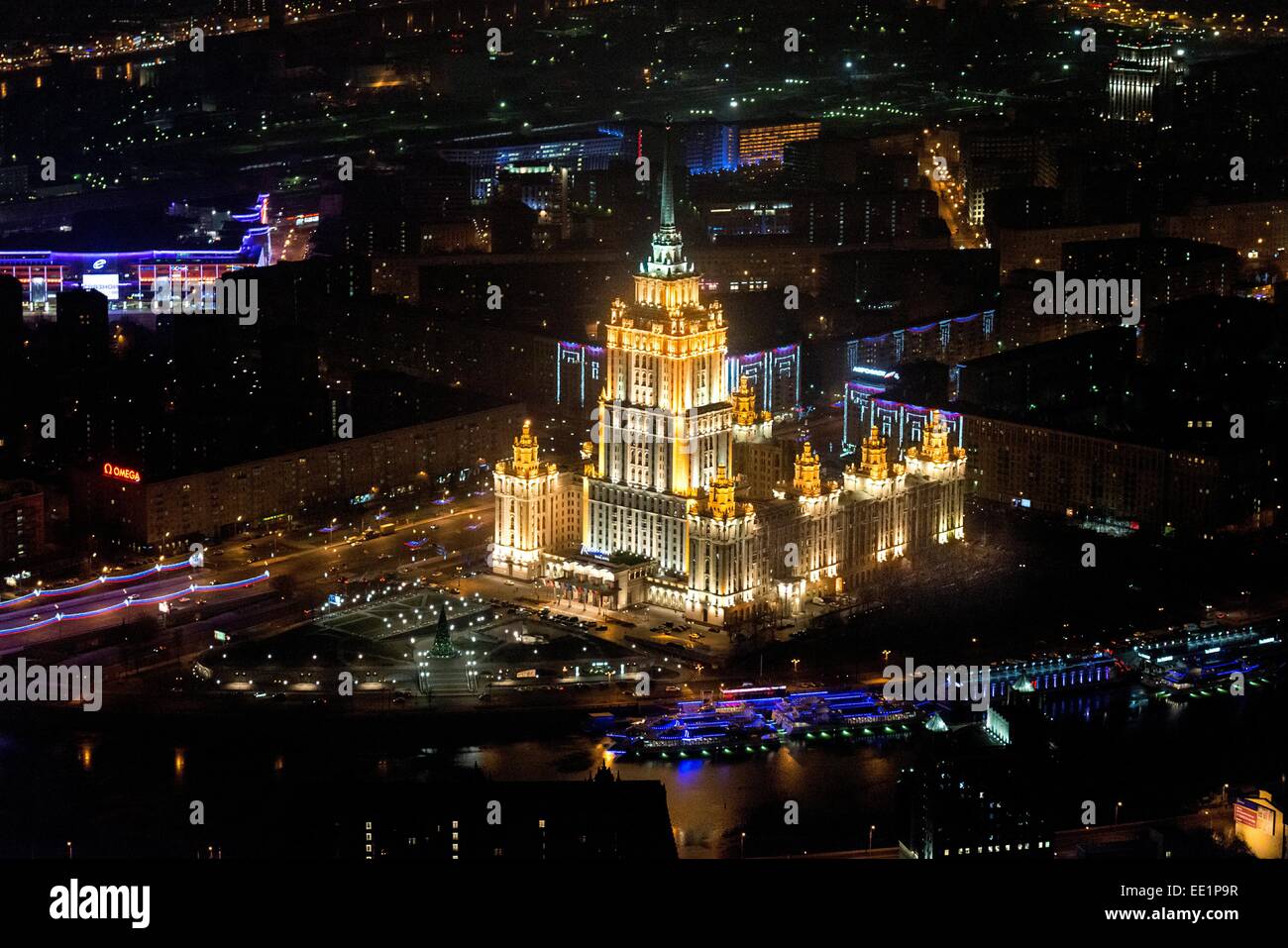 Moscow, Russia. Hotel 'Ukraina' (now called 'Radisson Royal Hotel Moscow') building. Stock Photo