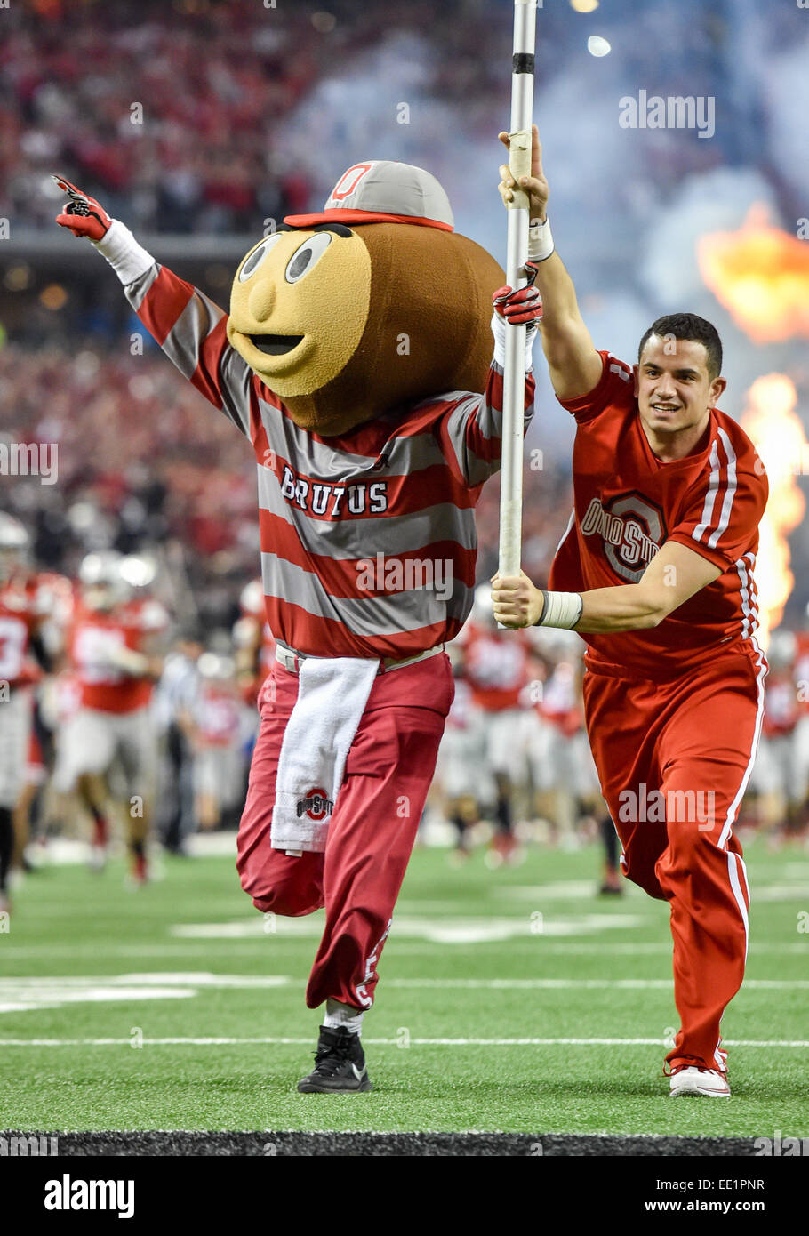 Arlington, Texas, USA. 12th Jan, 2015. Ohio State mascot Brutus takes ...