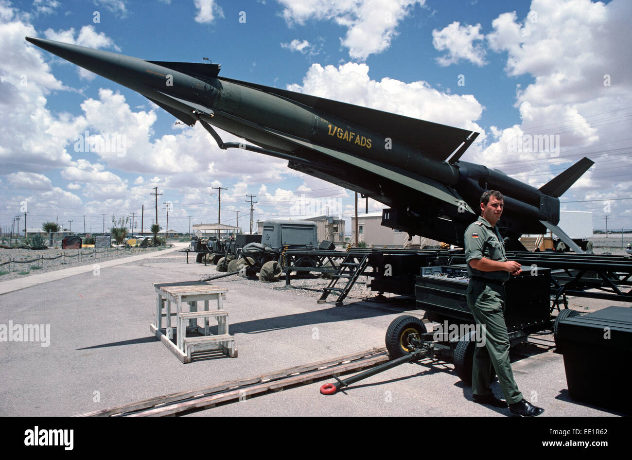 McGREGOR MISSILE RANGE, GERMAN ARMY TRAINING WITH NIKE MISSILE, UNITED STATES ARMY, NEW MEXICO, USA Stock Photo