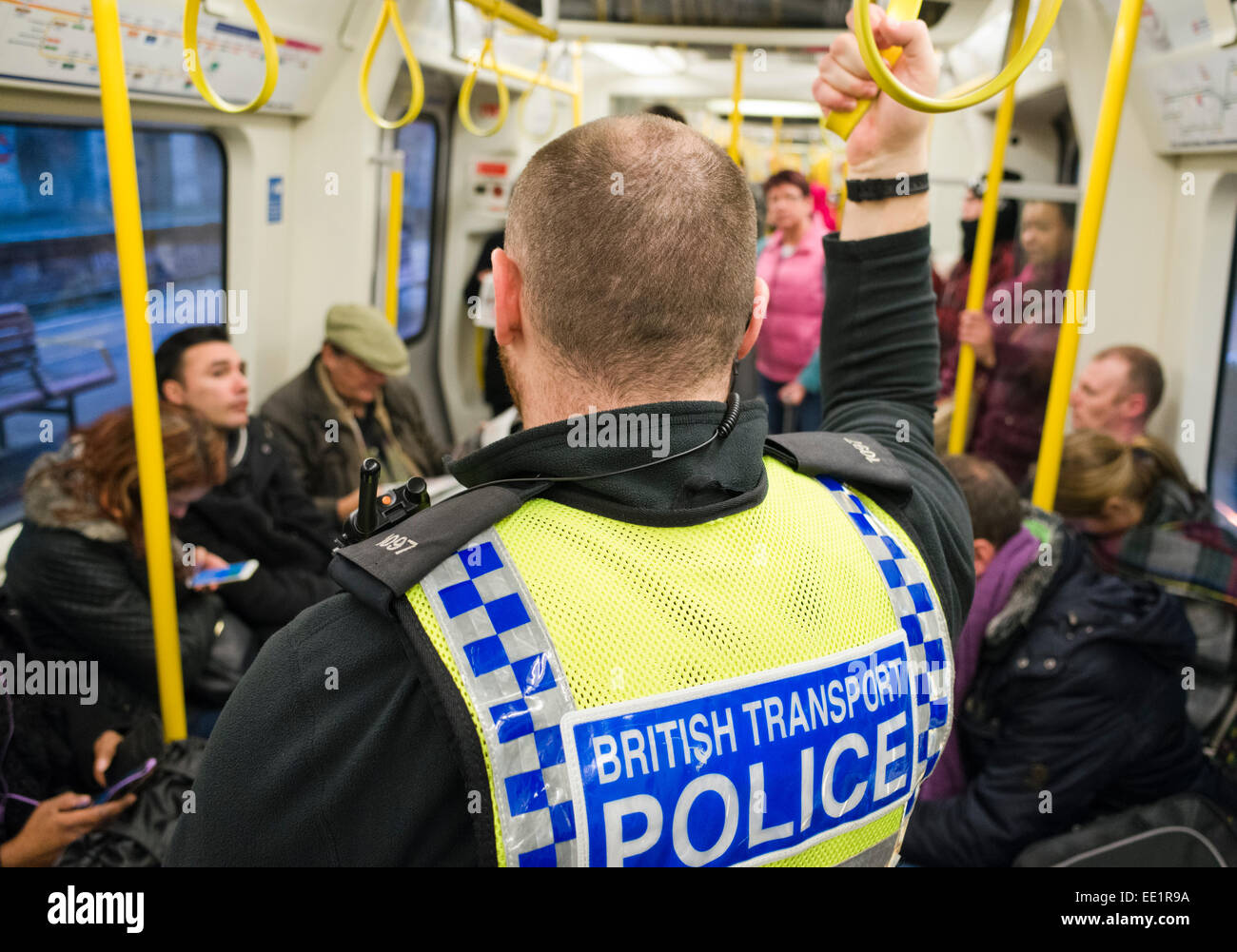 A British Transport Policeman on the London Underground in Britain Stock Photo