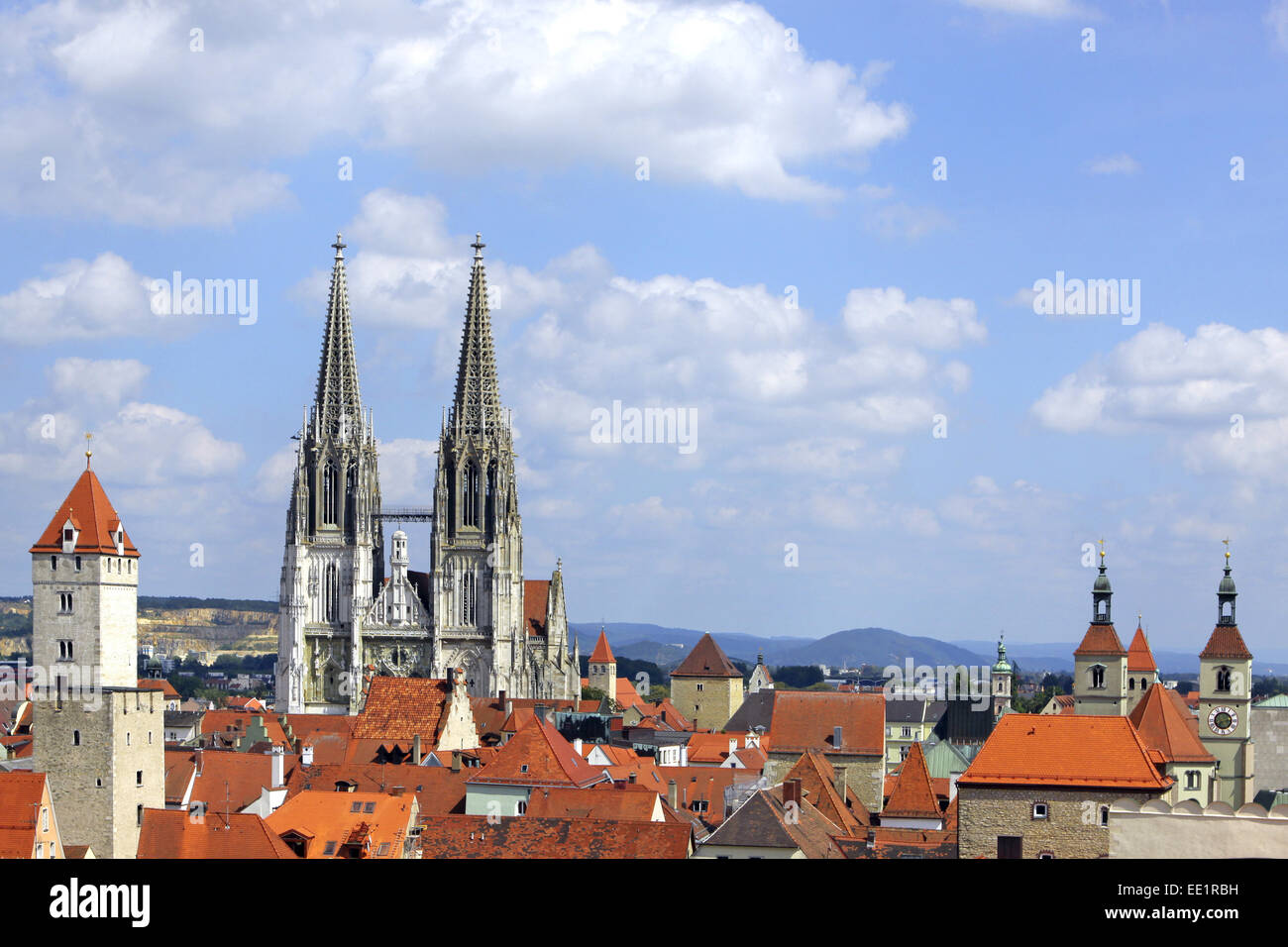 Regensburg, Unesco Welterbe, Stadtansicht, Dom St, Peter, Goldener Turm