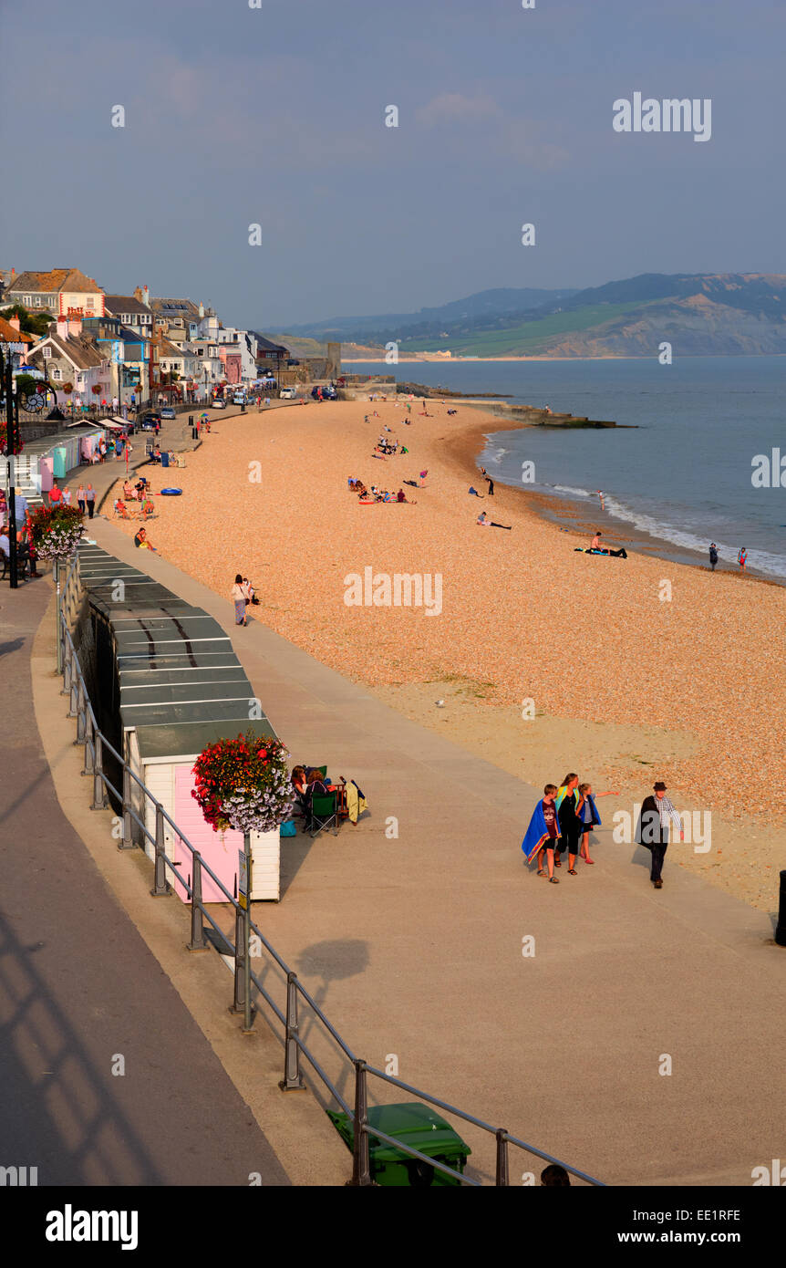 Lyme Regis seafront Dorset England UK sunny warm weather brought