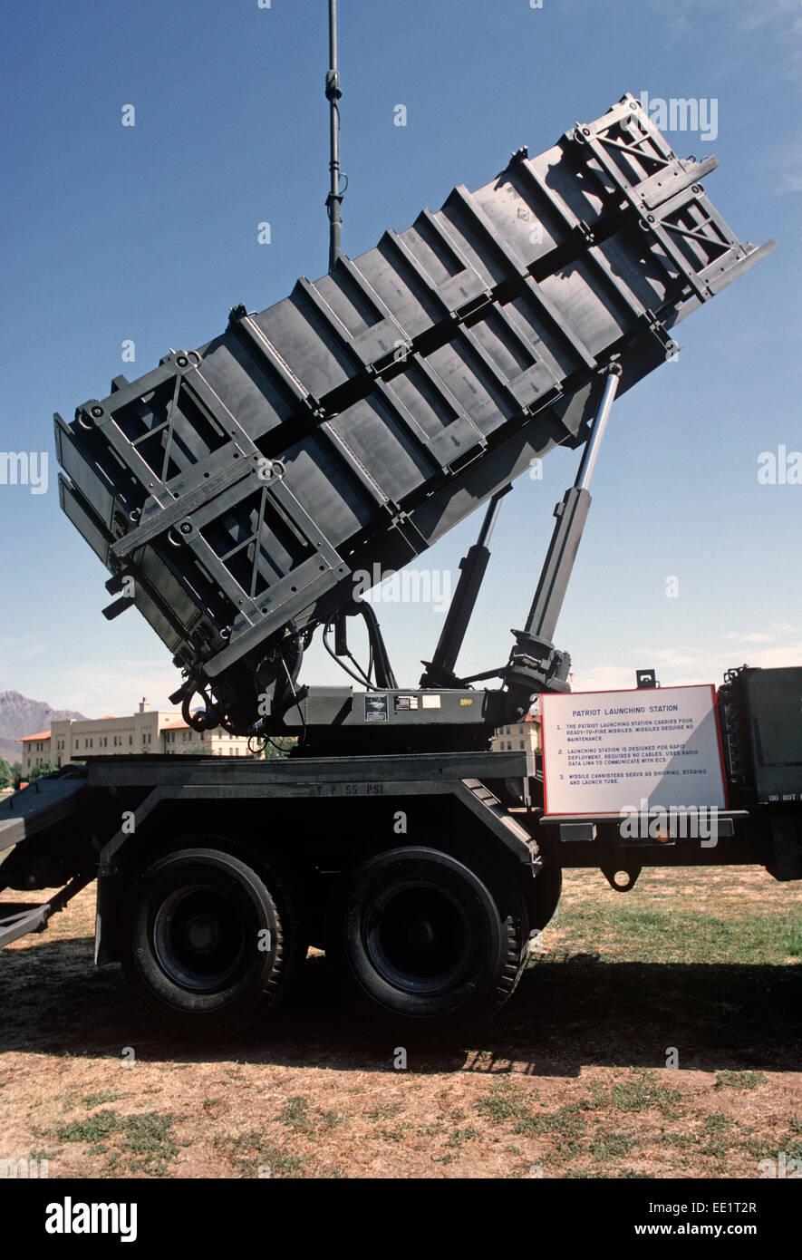 PATRIOT SURFACE-TO-AIR MISSILE SYSTEM LAUNCHER, FORT BLISS, TEXAS, UNITED STATES ARMY, USA Stock Photo