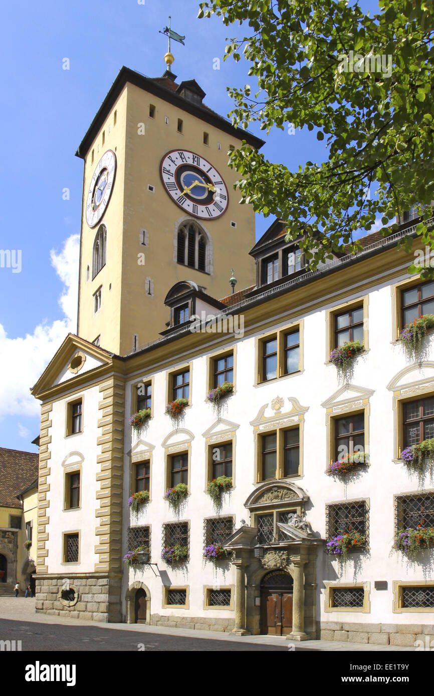 Regensburg, Unesco Welterbe, Rathaus, Town Hall, , Bayerische Eisenstrasse, Strasse der Kaiser und Koenige Stock Photo