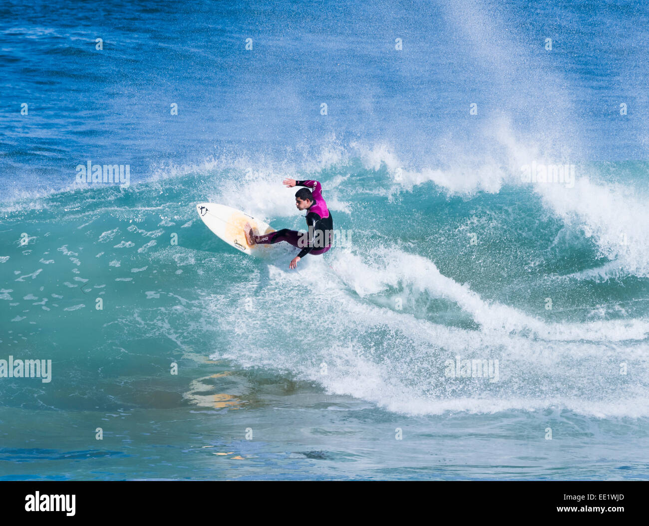 Surfing action. Mundaka, Spain Stock Photo Alamy