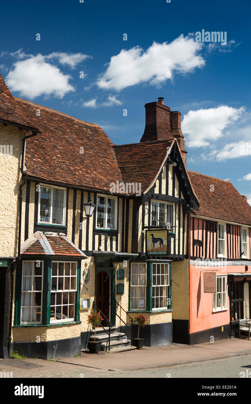 UK England, Suffolk, Lavenham, High Street, The Greyhound Inn Stock Photo