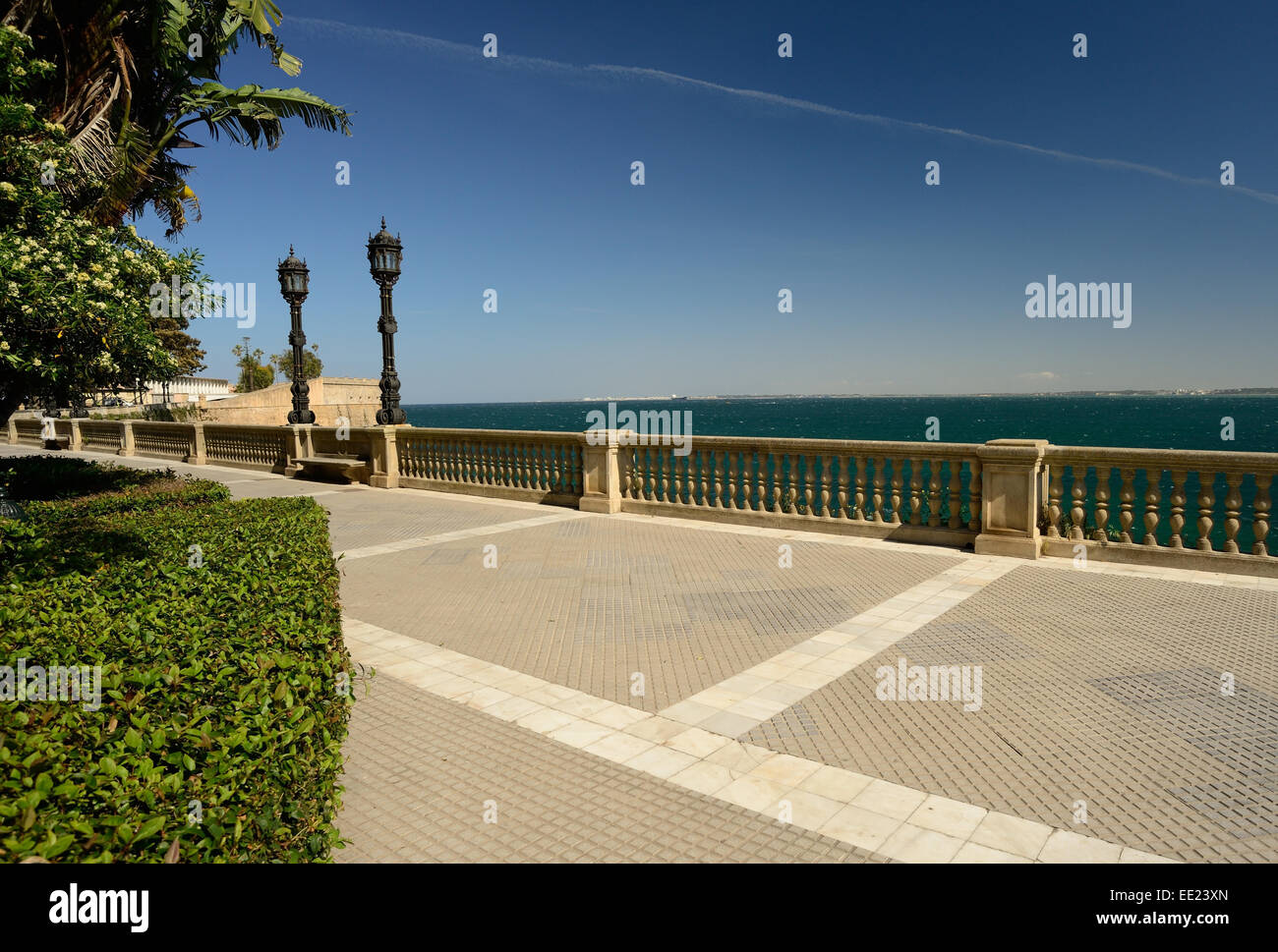View across the Bay of Cadiz from Alameda de Apodaca. Stock Photo