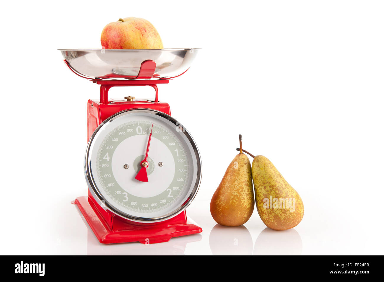 Kitchen red weight scale utensil Stock Photo