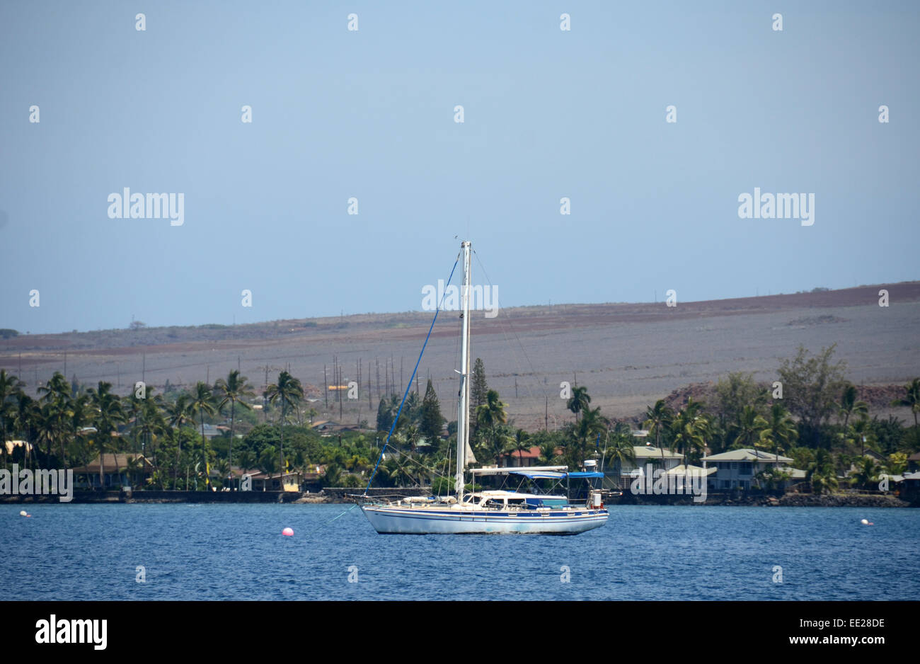 Sailboats near the coast of Maui, Hawaii Stock Photo