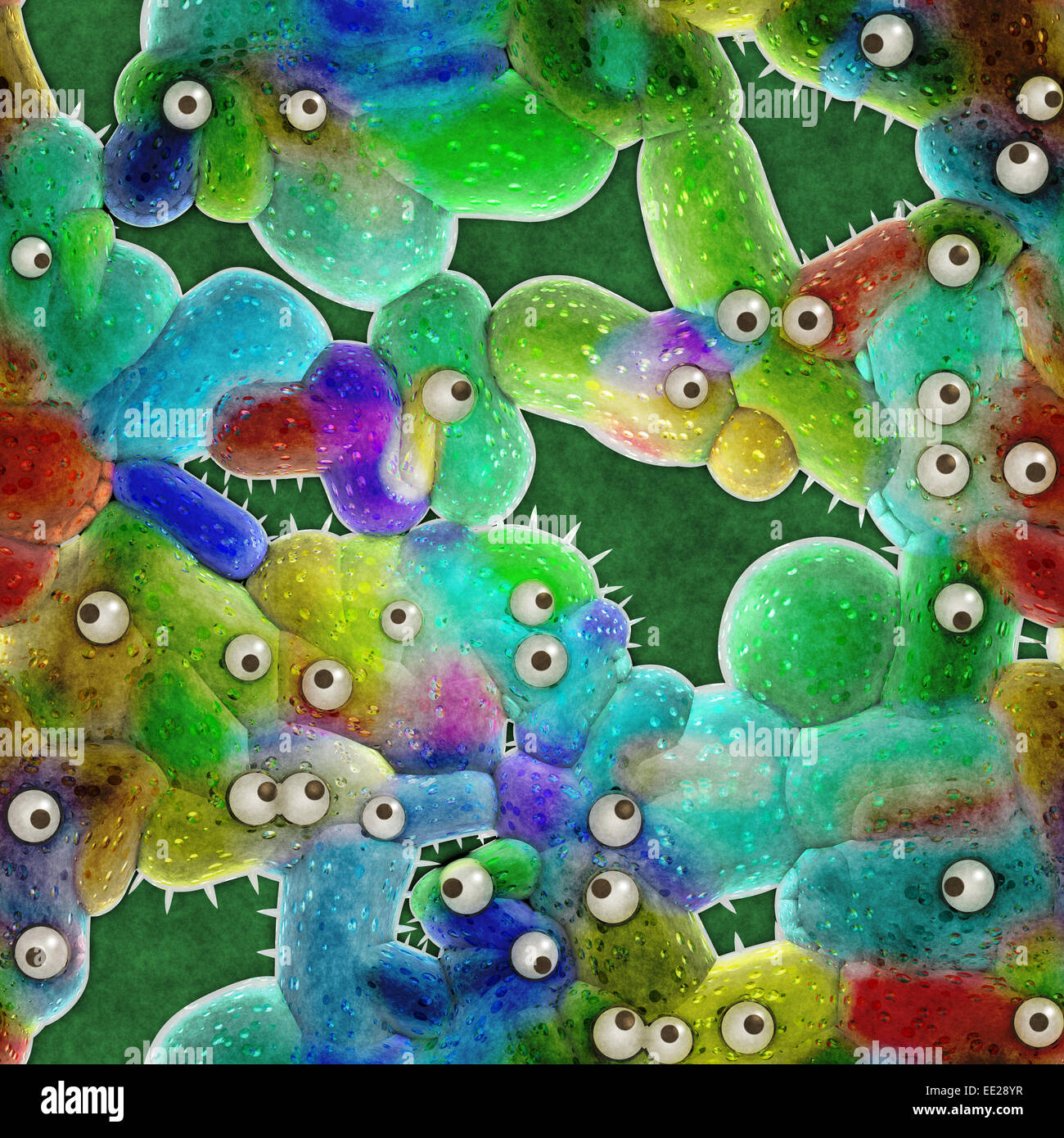 Culture of green colored germs under high magnification Stock Photo