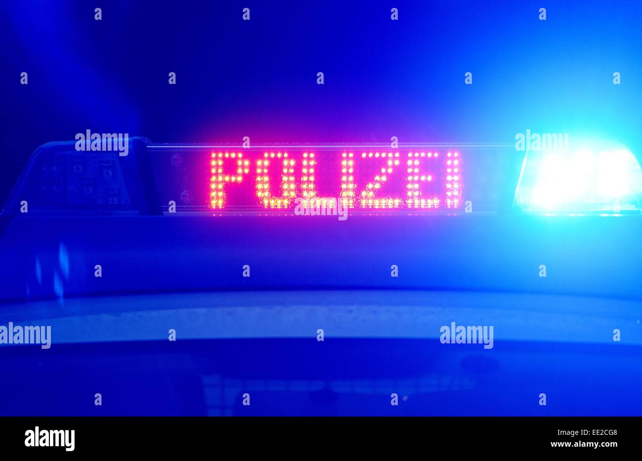 Policecar, Germany, city of Braunlage, 12. January 2015. Photo: Frank May Stock Photo