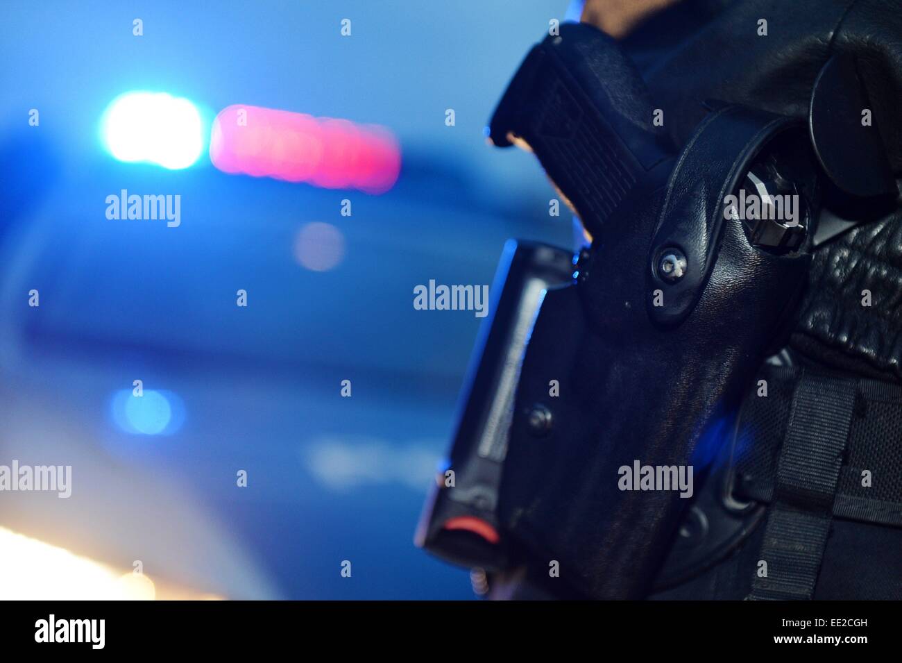 Pistol of a policeman, Germany, city of Braunlage, 12. January 2015. Photo: Frank May Stock Photo