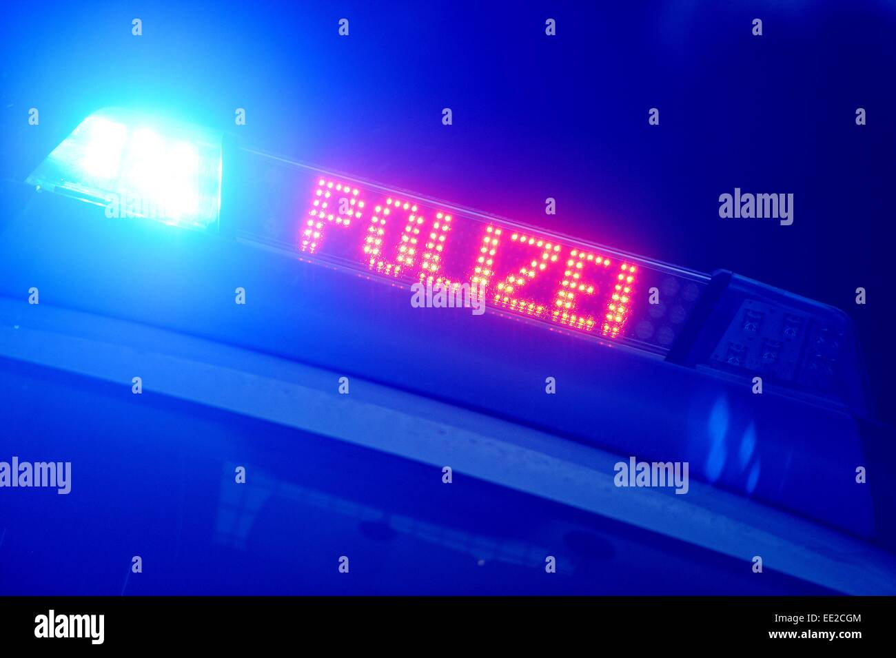 Policecar, Germany, city of Braunlage, 12. January 2015. Photo: Frank May Stock Photo