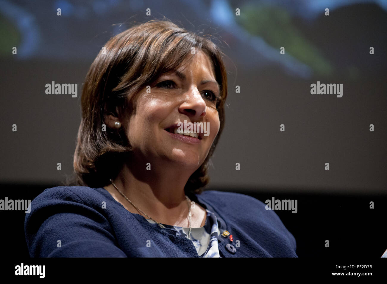 Mayor of Paris Anne Hidalgo attends a press conference at the French Institute of Madrid during her official visit to the Spanish capital.  Featuring: Anne Hidalgo Where: Madrid, Spain When: 11 Jul 2014 Stock Photo
