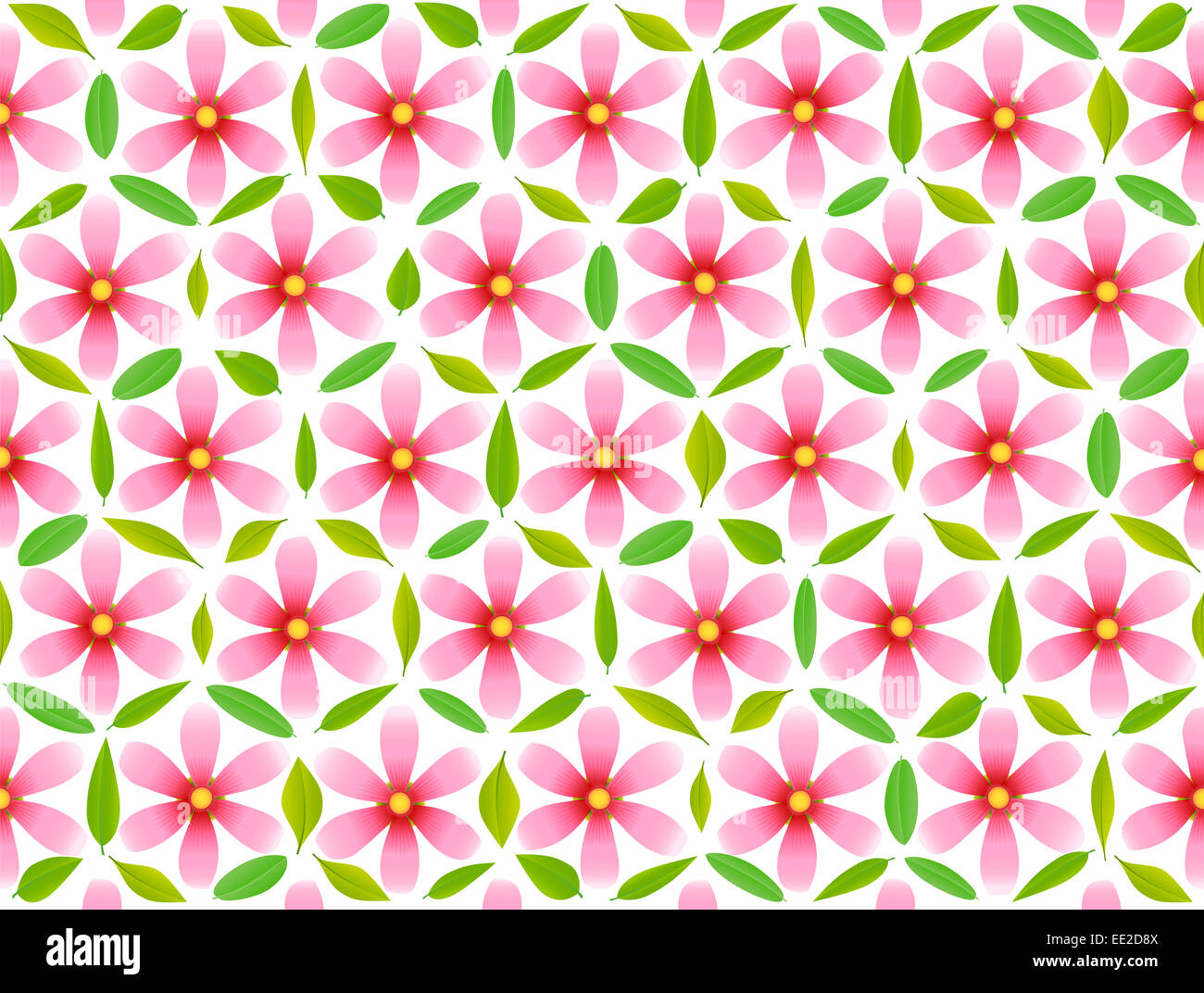 Flower of life pattern, composed of pink flowers and green leaves. Stock Photo