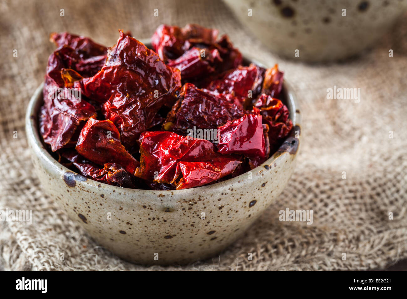 Typical fried red peppers from Matera in Basilicata region, Italy Stock Photo