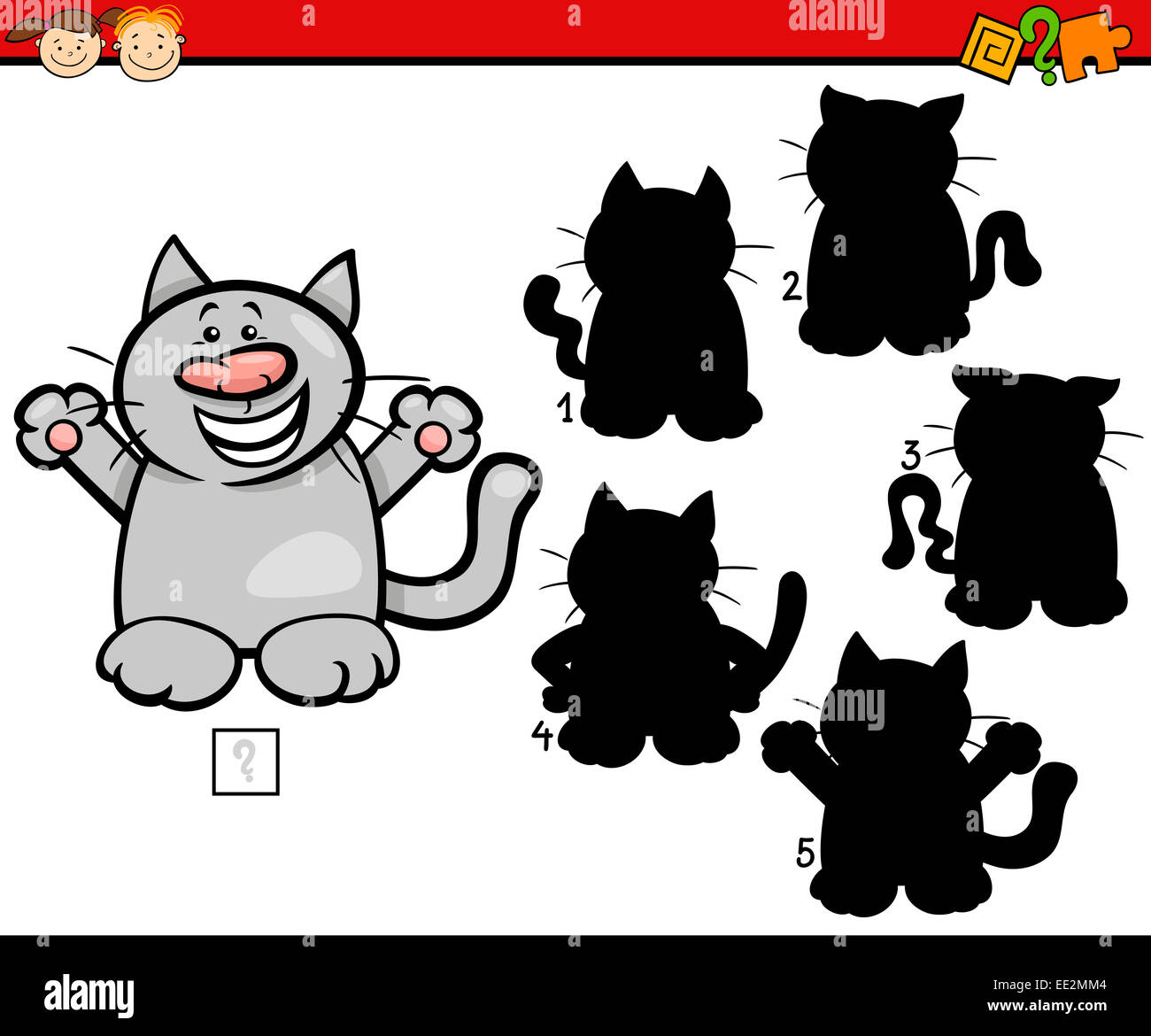 Cartoon Illustration of Education Shadow Matching Game for Preschool ...