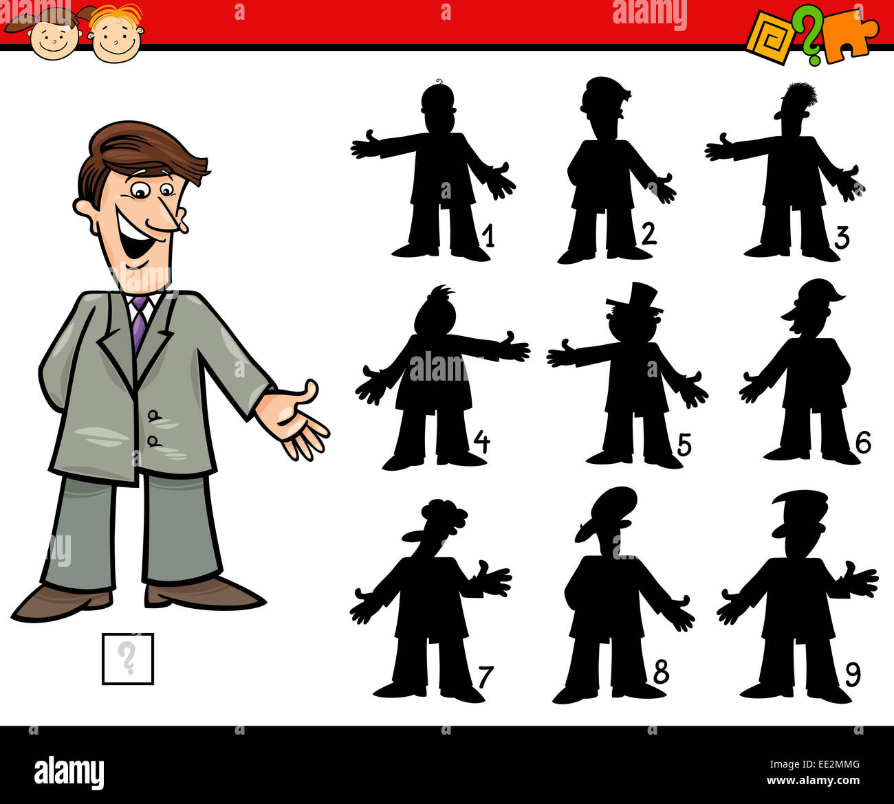 Cartoon Illustration of Education Shadow Matching Game for Preschool ...