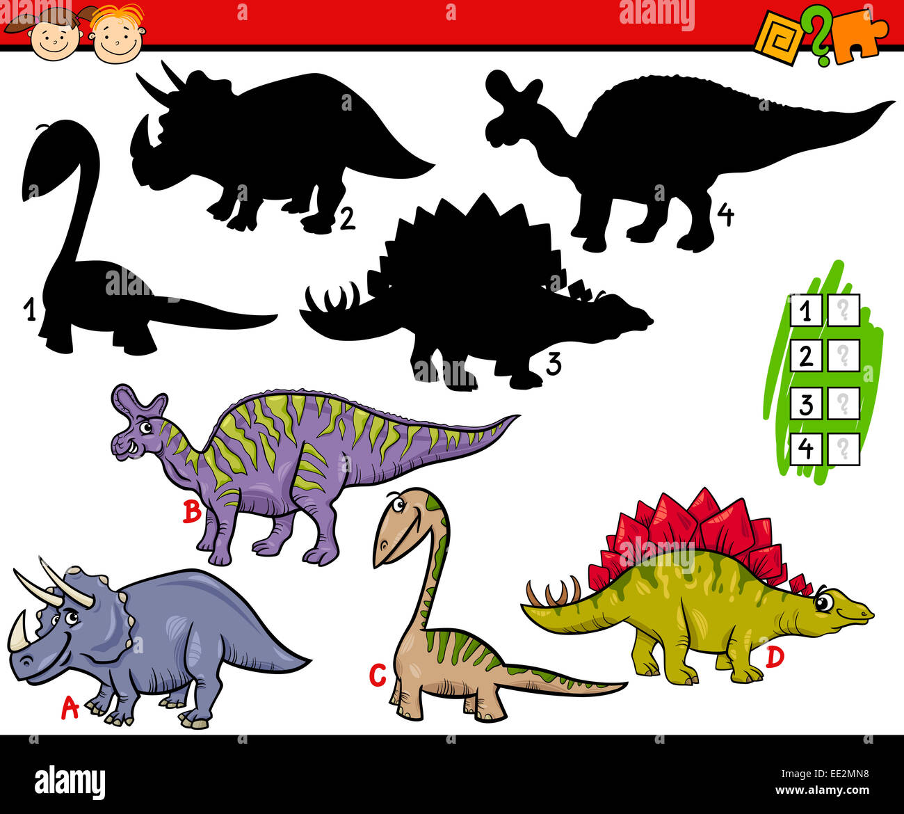 Cartoon Illustration of Education Shadow Matching Game for Preschool ...